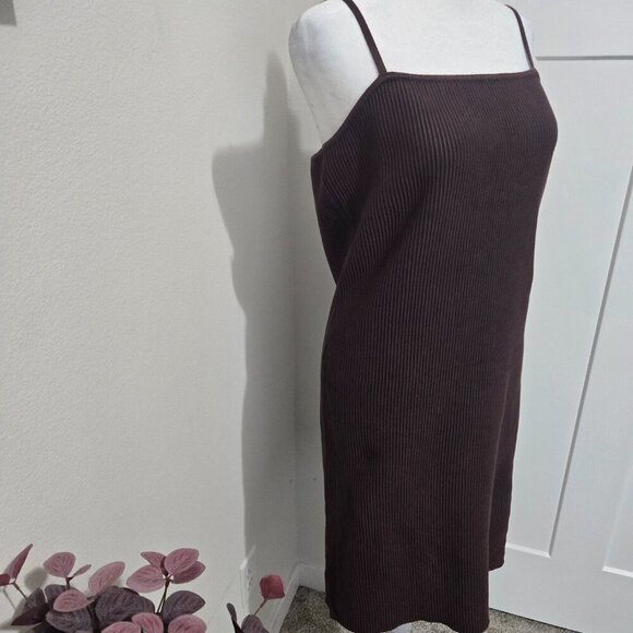 NWT House of Harlow 1960 Ribbed Bodycon Mini Dress Dark Brown Sz Large - Picture 3 of 10